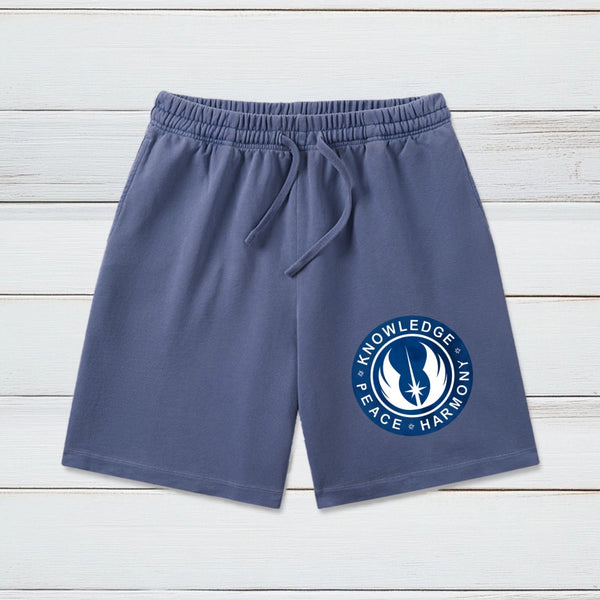 Peace Harmrmony Knowledge Geeky Washed Shorts