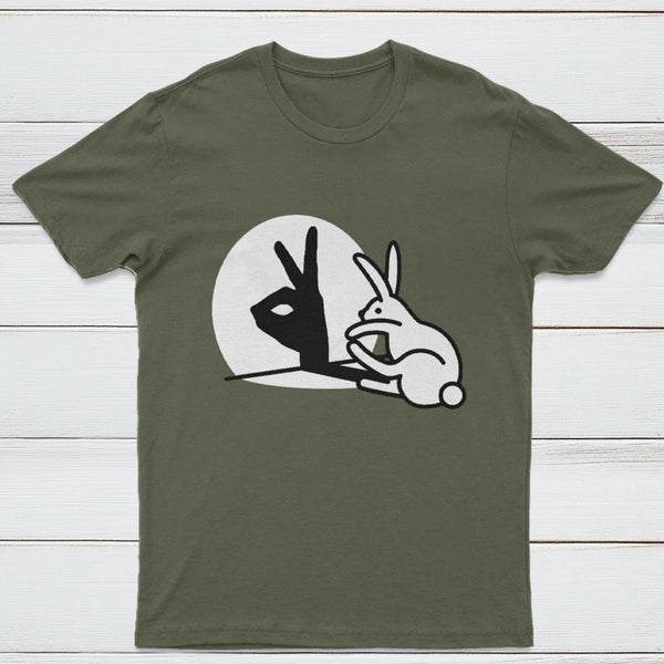 Funny Rabbit Hand Shadow Puppets Bunny Figure Pop Art T-Shirt