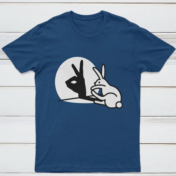 Funny Rabbit Hand Shadow Puppets Bunny Figure Pop Art T-Shirt