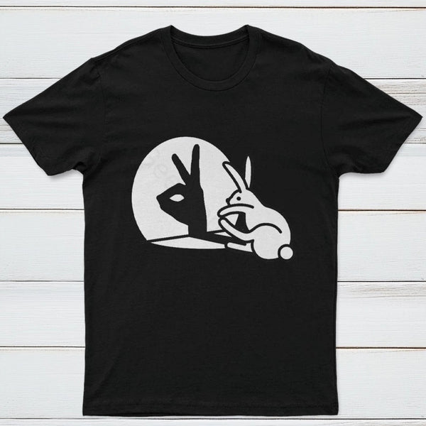 Funny Rabbit Hand Shadow Puppets Bunny Figure Pop Art T-Shirt