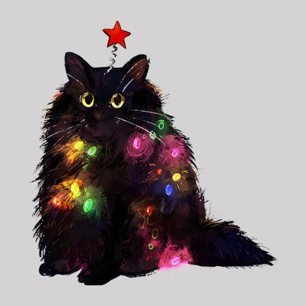 Christmas Lights Cat InkeStyle T-Shirt