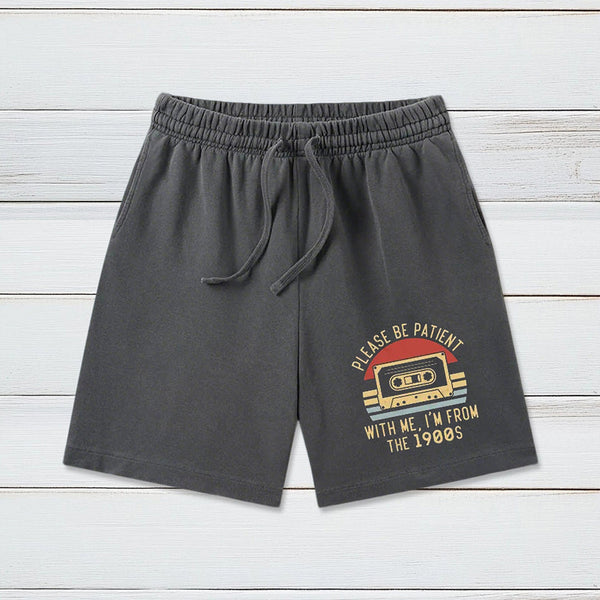 Please Be Patient with Me Im from the 1900s Geeky Washed Shorts