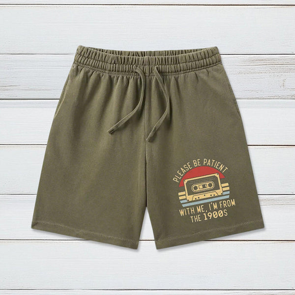 Please Be Patient with Me Im from the 1900s Geeky Washed Shorts