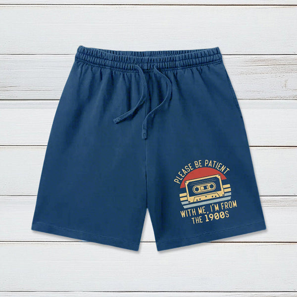 Please Be Patient with Me Im from the 1900s Geeky Washed Shorts