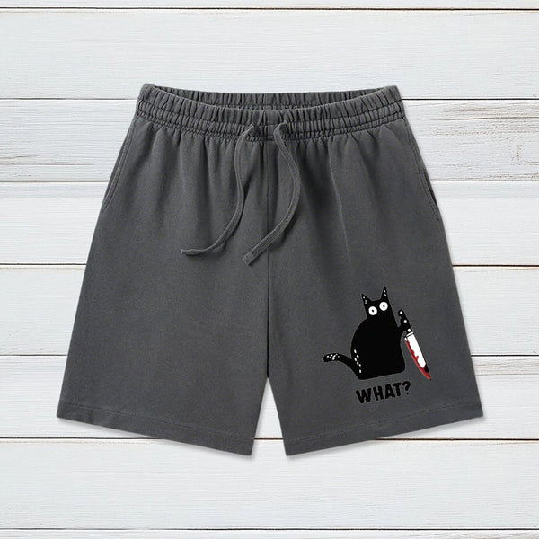 What Funny Cat Geeky Washed Shorts