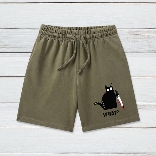 What Funny Cat Geeky Washed Shorts