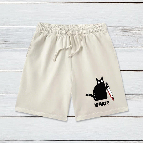 What Funny Cat Geeky Washed Shorts