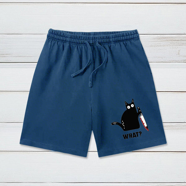 What Funny Cat Geeky Washed Shorts