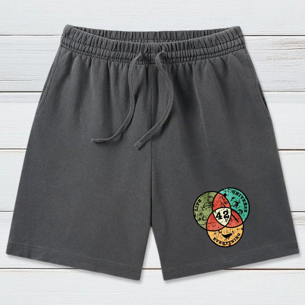 Life the Universe Everything InkeStyle Washed Shorts