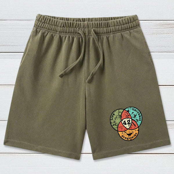 Life the Universe Everything InkeStyle Washed Shorts