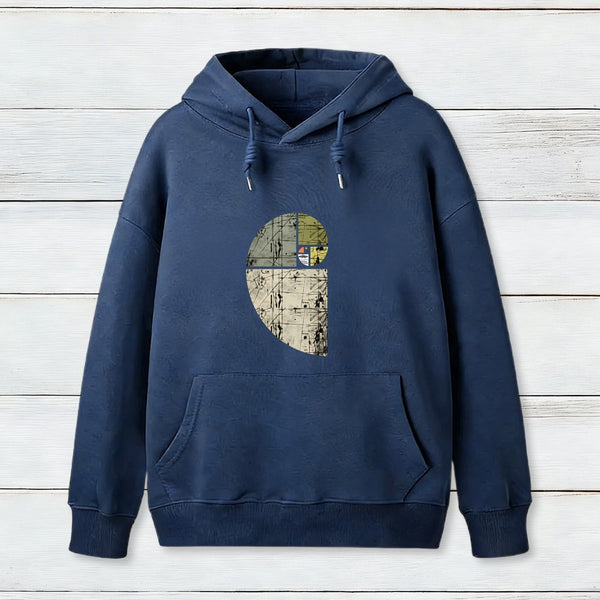 Distressed Fibonacci Spiral Geek Graphic Inkestyle Hoodie