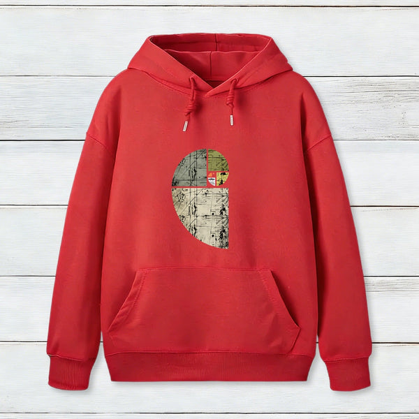 Distressed Fibonacci Spiral Geek Graphic Inkestyle Hoodie