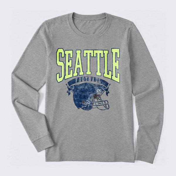 Vintage Football Hometown Team Print Long Sleeve T-Shirt