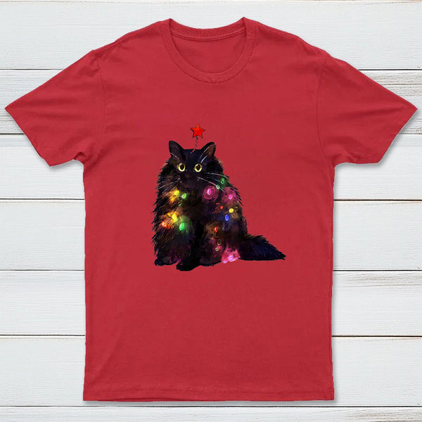 Christmas Lights Cat InkeStyle T-Shirt