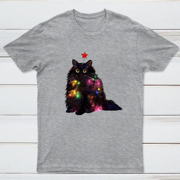 Christmas Lights Cat InkeStyle T-Shirt