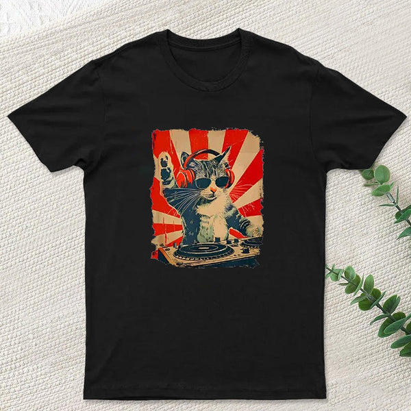 Rock Music Cat Vintage Geek T-Shirt