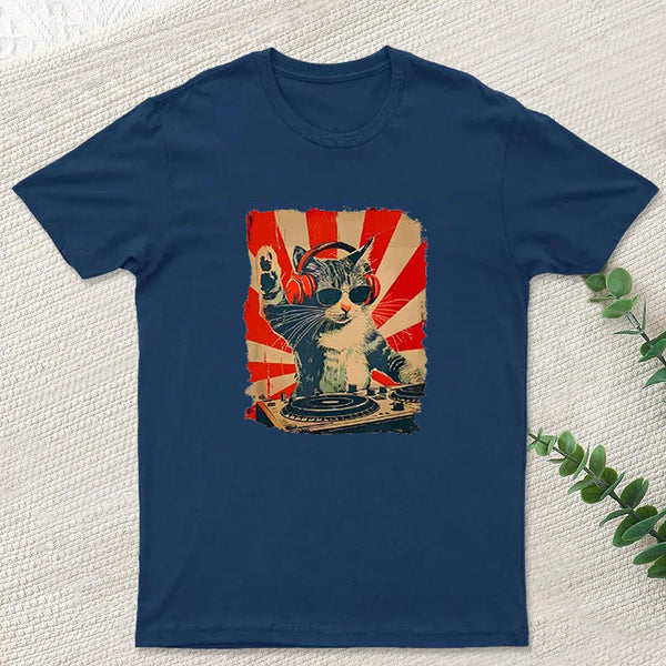 Rock Music Cat Vintage Geek T-Shirt