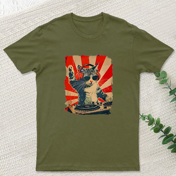 Rock Music Cat Vintage Geek T-Shirt