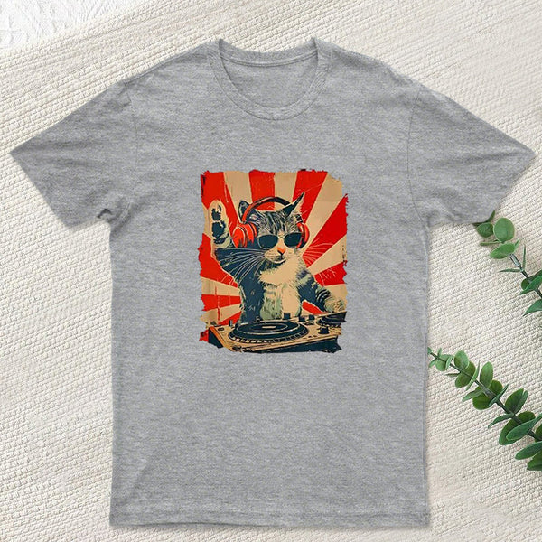 Rock Music Cat Vintage Geek T-Shirt