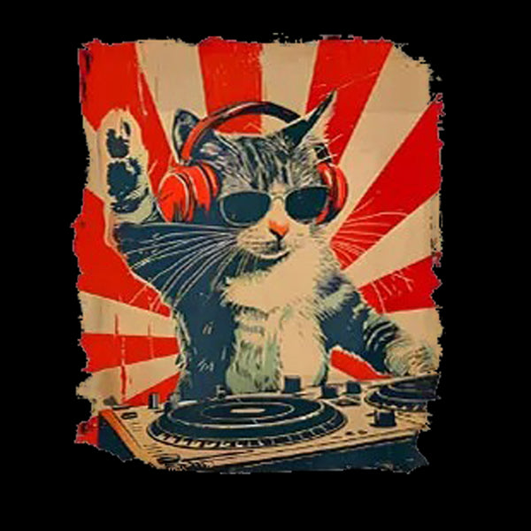 Rock Music Cat Vintage Geek T-Shirt