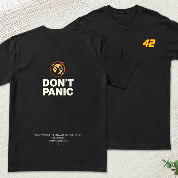 Don't Panic Front and Back Printed Geek T-Shirt