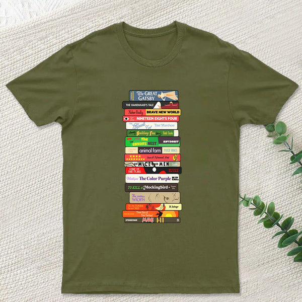 Classic Banned Books Stack Geek T-Shirt