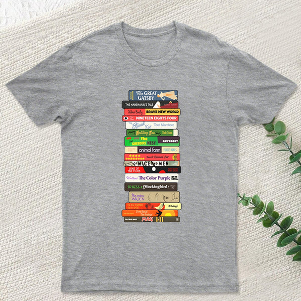 Classic Banned Books Stack Geek T-Shirt