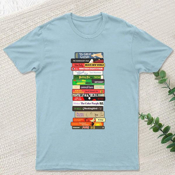Classic Banned Books Stack Geek T-Shirt