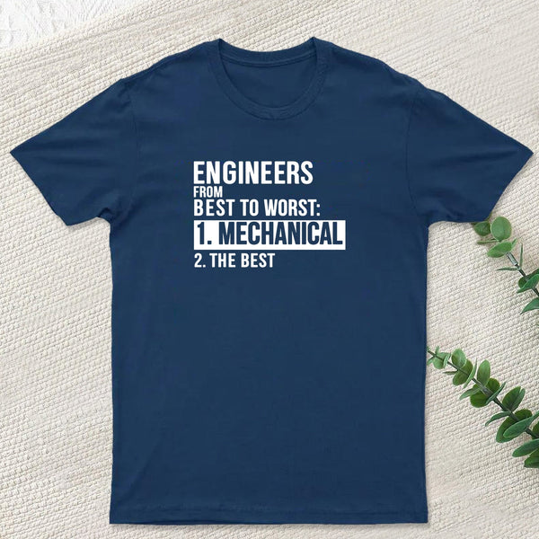 Engineers From Best To Worst Mechanical Engineering Geek T-Shirt