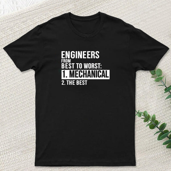 Engineers From Best To Worst Mechanical Engineering Geek T-Shirt