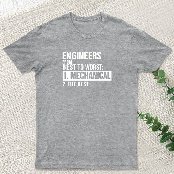 Engineers From Best To Worst Mechanical Engineering Geek T-Shirt