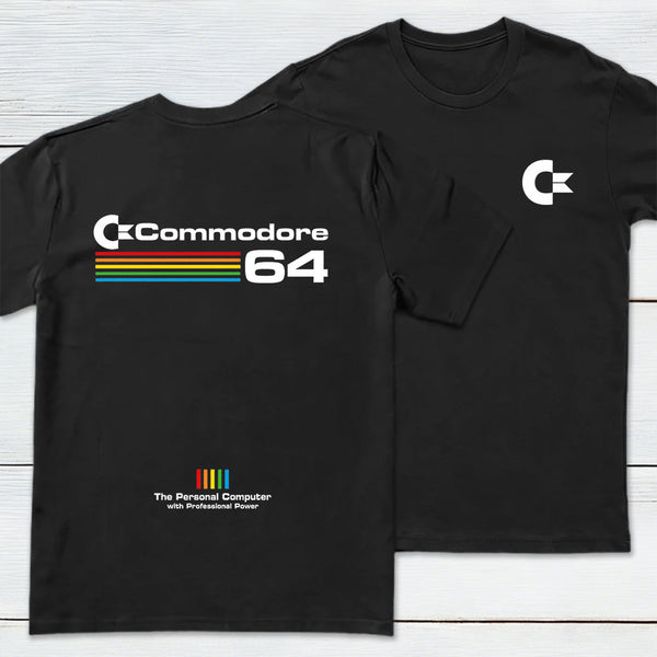 Commodore 64 White Front and Back Printed Geek T-Shirt