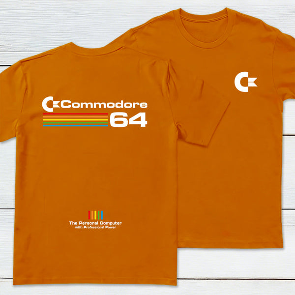 Commodore 64 White Front and Back Printed Geek T-Shirt