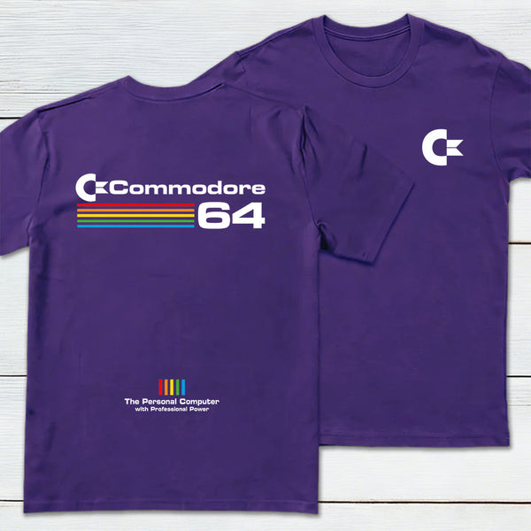 Commodore 64 White Front and Back Printed Geek T-Shirt