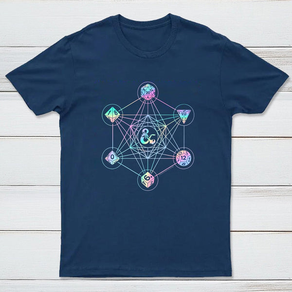 Scifi Holographic Geometric Dice T-Shirt