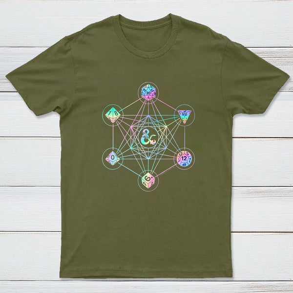 Scifi Holographic Geometric Dice T-Shirt