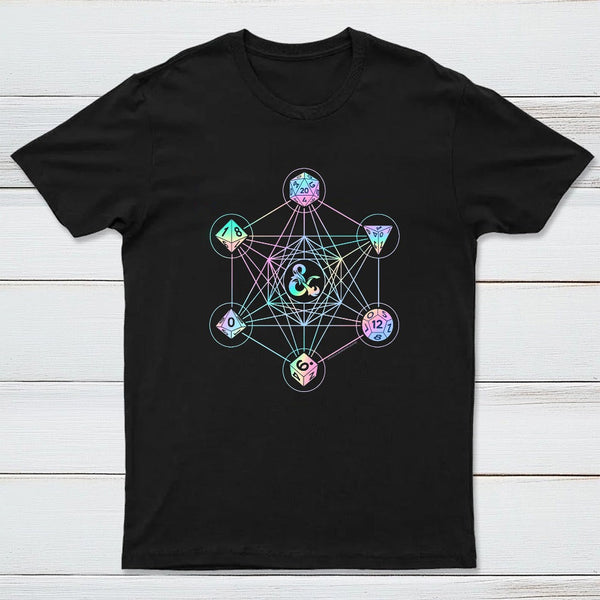Scifi Holographic Geometric Dice T-Shirt