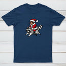 Santa Cat on A Raccoon Geek T-Shirt