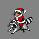 Santa Cat on A Raccoon Geek T-Shirt