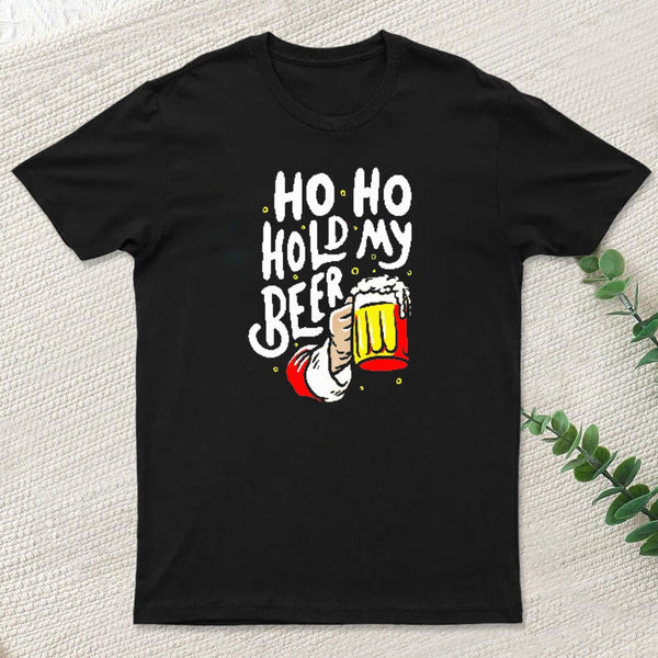 Ho Ho Hold My Beer Funny Santa Claus Ugly Sweater Inkestyle T-Shirt