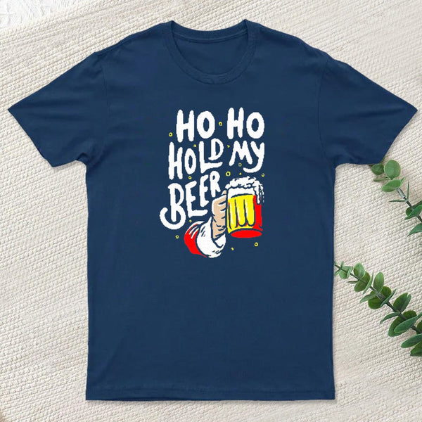 Ho Ho Hold My Beer Funny Santa Claus Ugly Sweater Inkestyle T-Shirt