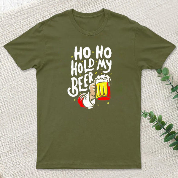 Ho Ho Hold My Beer Funny Santa Claus Ugly Sweater Inkestyle T-Shirt
