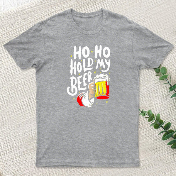 Ho Ho Hold My Beer Funny Santa Claus Ugly Sweater Inkestyle T-Shirt