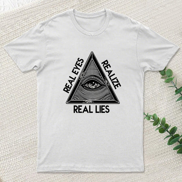 Real Eyes Realize Real Lies Pyramid Eye T-shirt