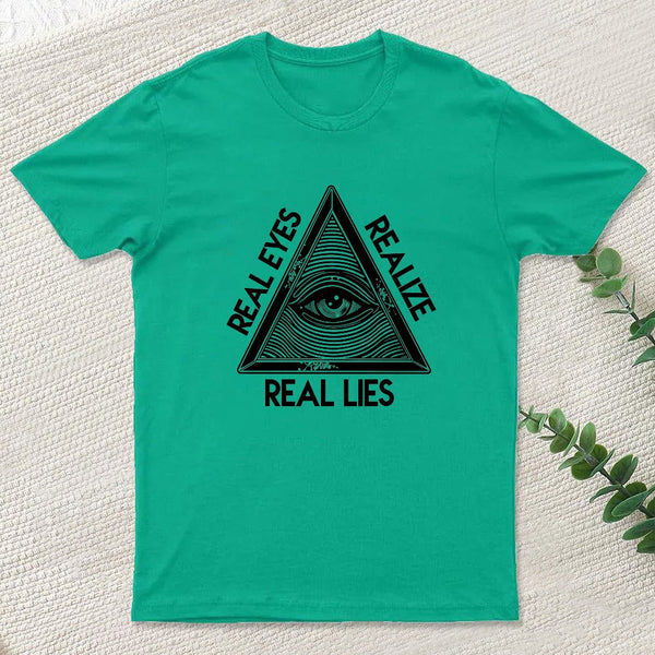 Real Eyes Realize Real Lies Pyramid Eye T-shirt