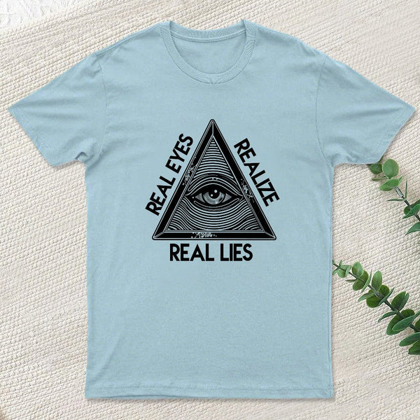 Real Eyes Realize Real Lies Pyramid Eye T-shirt