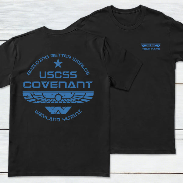 Personalized Weyland Yutani SkyBlue Front and Back Printed T-Shirt
