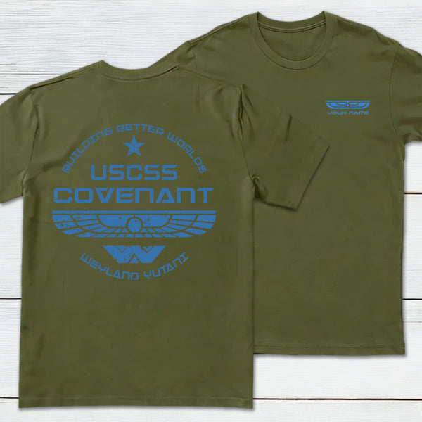 Personalized Weyland Yutani SkyBlue Front and Back Printed T-Shirt