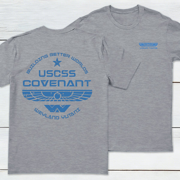 Personalized Weyland Yutani SkyBlue Front and Back Printed T-Shirt