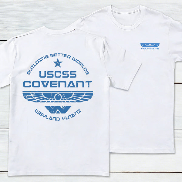Personalized Weyland Yutani SkyBlue Front and Back Printed T-Shirt